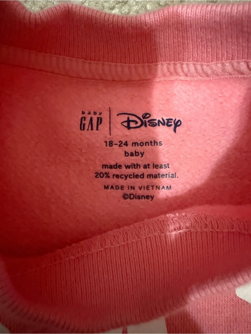 GAP Pink Minnie Mouse Pullover Sweatshirt